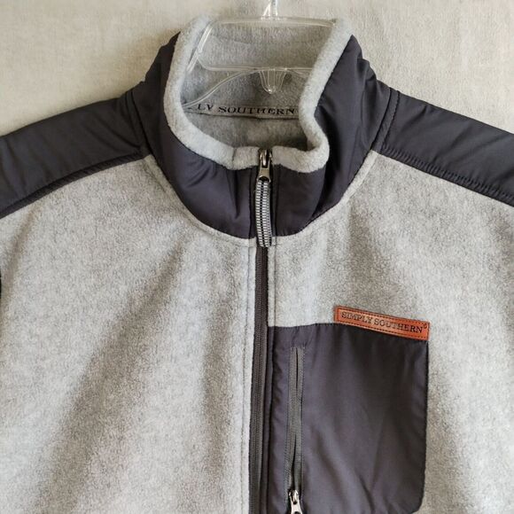 Simply Southern Men's 2XL Fleece Full Zip Vest Pockets Gray‎ Polyester Spandex - Picture 4 of 10